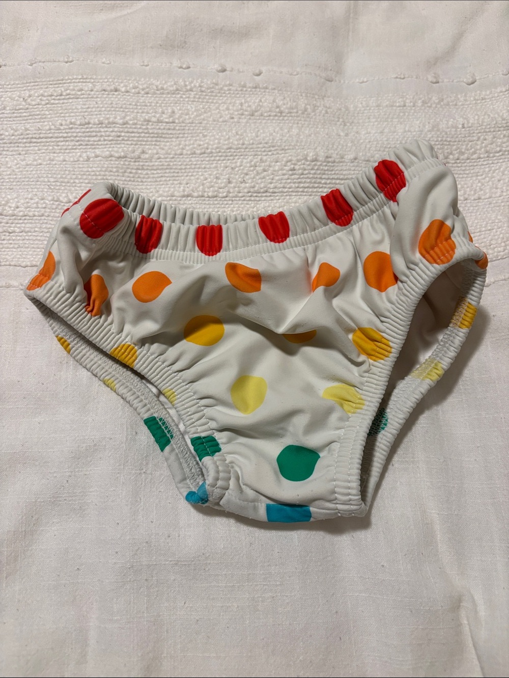 Primary White Multicolor Polka Dot Swim Diaper, size 2